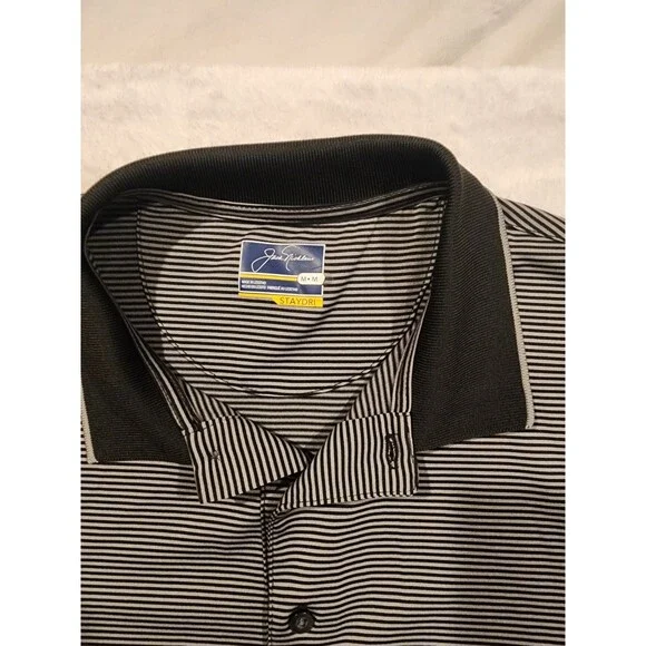 Nicklaus Golf Blue Stripe Staydri Polo Shirt Mens Med Lightweight Short Sleeve - Picture 2 of 5